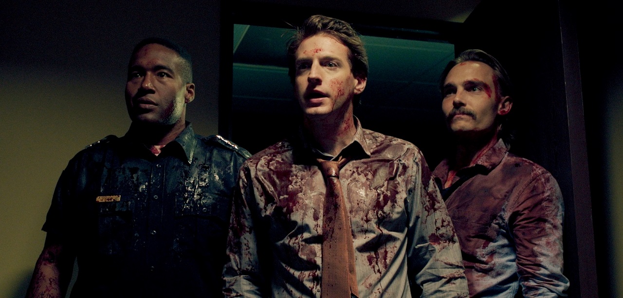 Marshall Givens, Fran Kranz and Joey Kerns take on the vampires in Bloodsucking Bastards (2016)