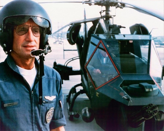 Frank Murphy (Roy Scheider) and the Blue Thunder helicopter in Blue Thunder (1983)