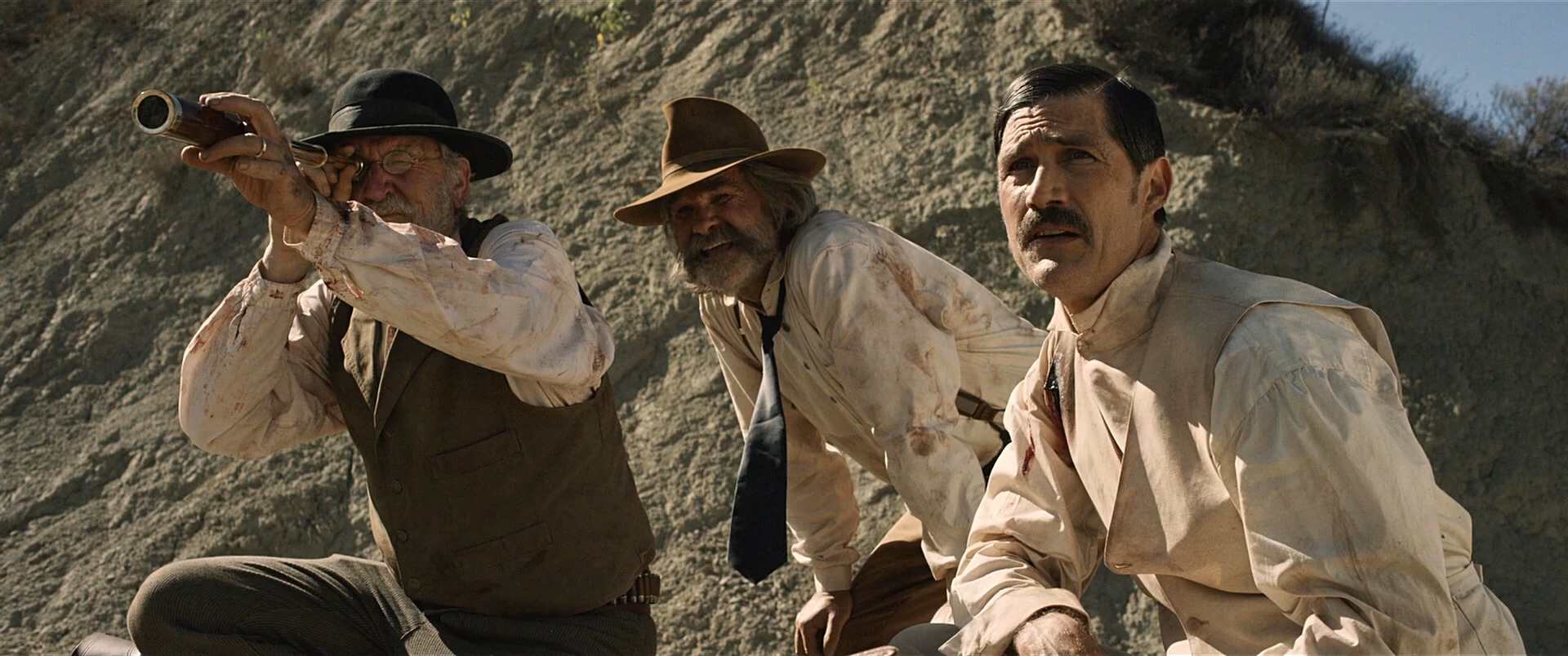 (l to r) Richard Jenkins, Kurt Russell, Matthew Fox in Bone Tomahawk (2015)