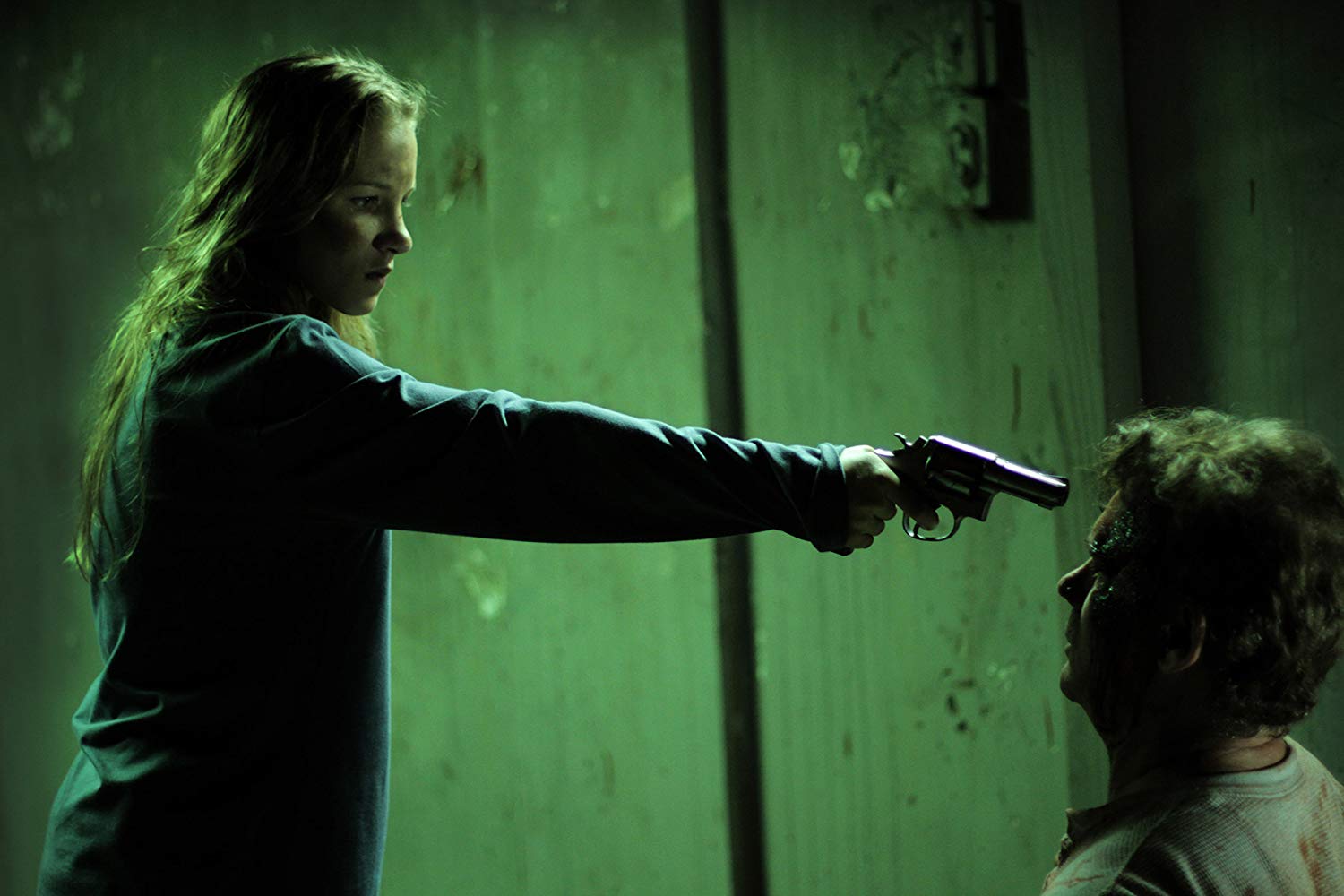 Tina Ivlev holds Richard Tyson at gunpoint in Bound to Vengeance (2015)