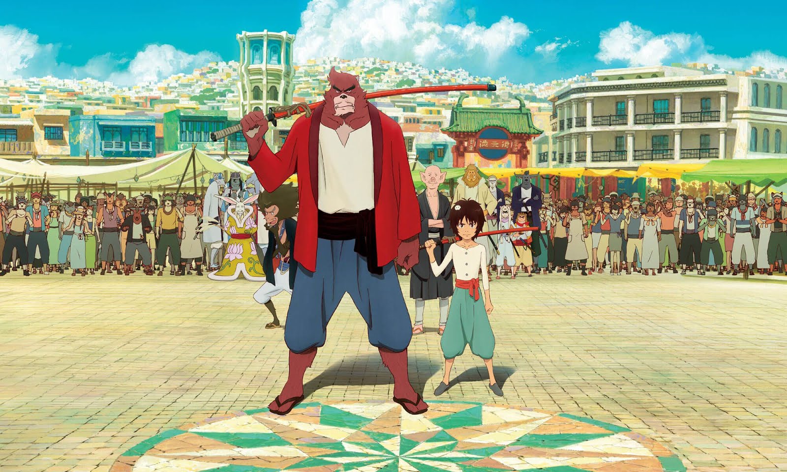 Sensei and pupil - the beast Kumatetsu and his human ward Ren/Kyuta in The Boy and the Beast (2015)