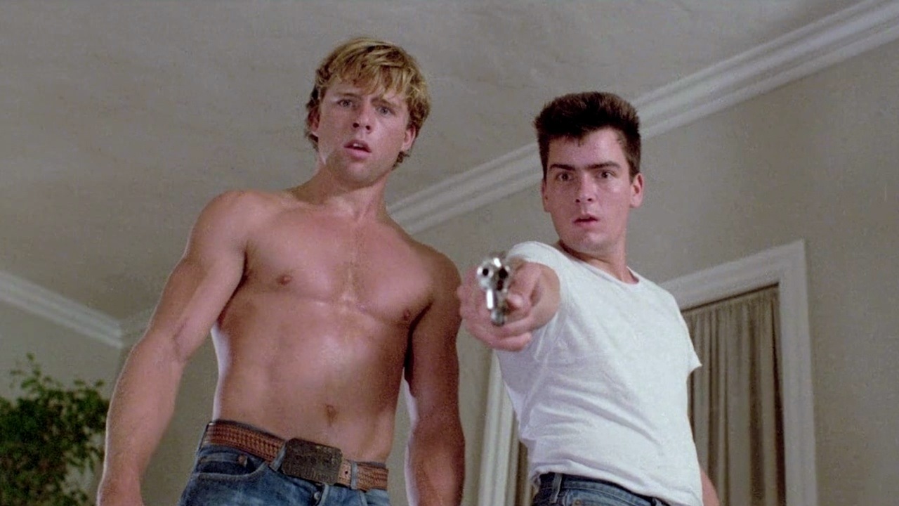 Maxwell Caulfield and Charlie Sheen in The Boys Next Door (1985)