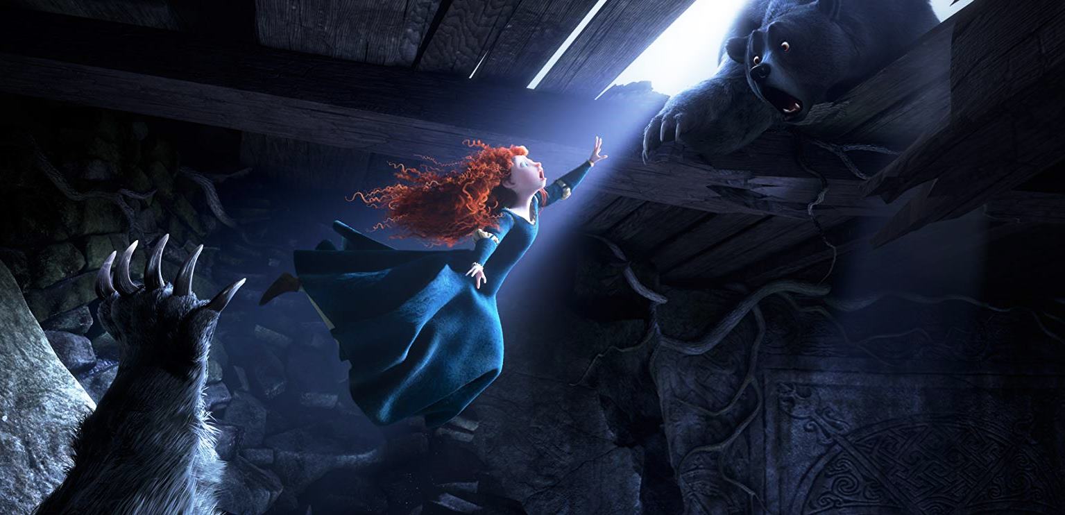 Merida attempts to reach her mother who has been transformed into a bear in Brave (2012)