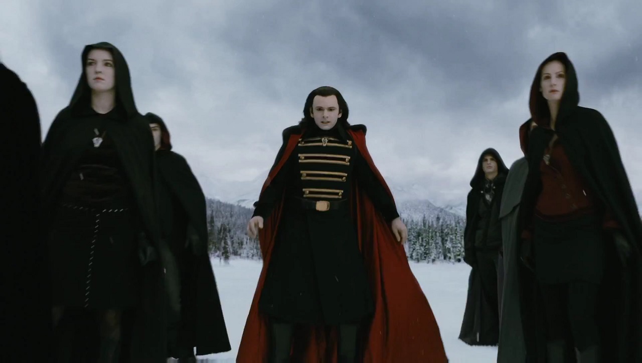 The Volturi led by Aro (Michael Sheen) arrive for war in Breaking Dawn Part Two (2012)