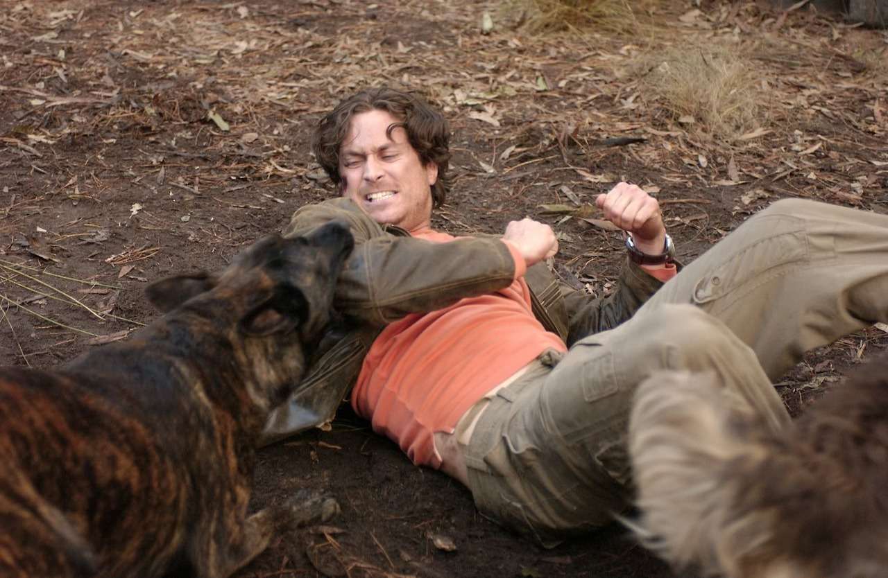 Oliver Hudson under attack by killer dogs in The Breed (2006)