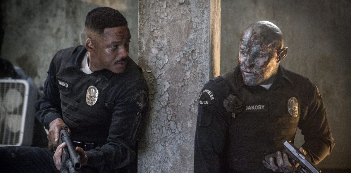 Human police officer Will Smith and his orc partner Joel Edgerton in Bright (2017)