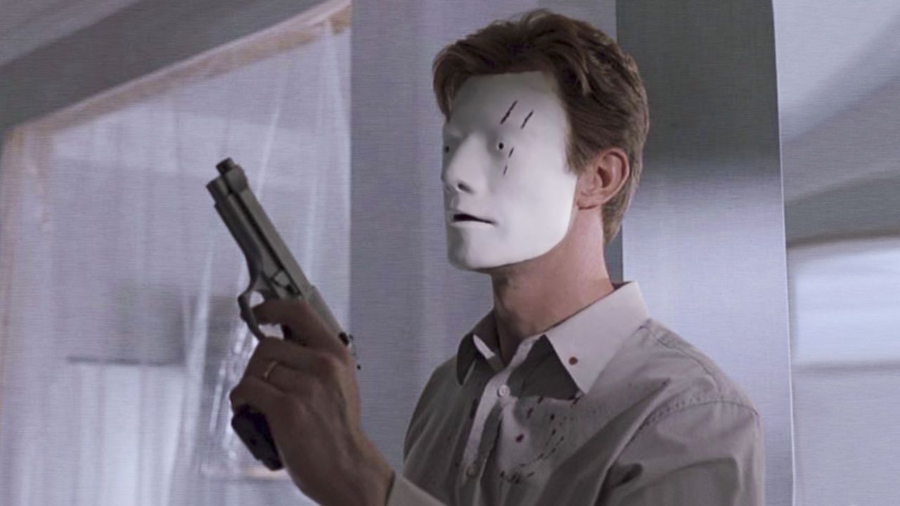 With the face mask on, Jason Flemyng is able to enact vengeance in Bruiser (2000)