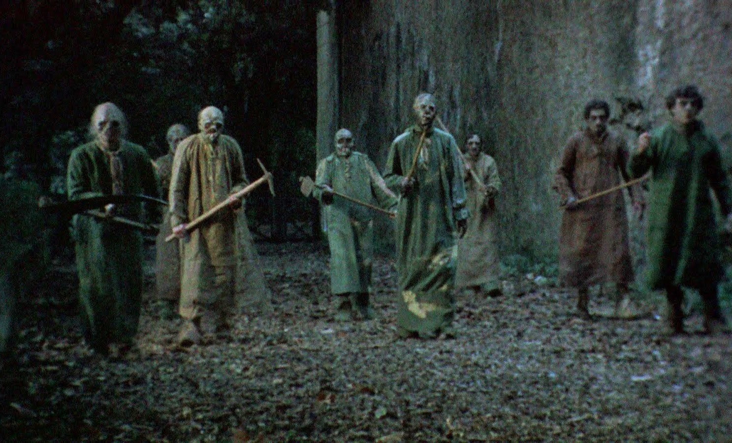 Etruscan zombies on the march in Burial Ground (1981)