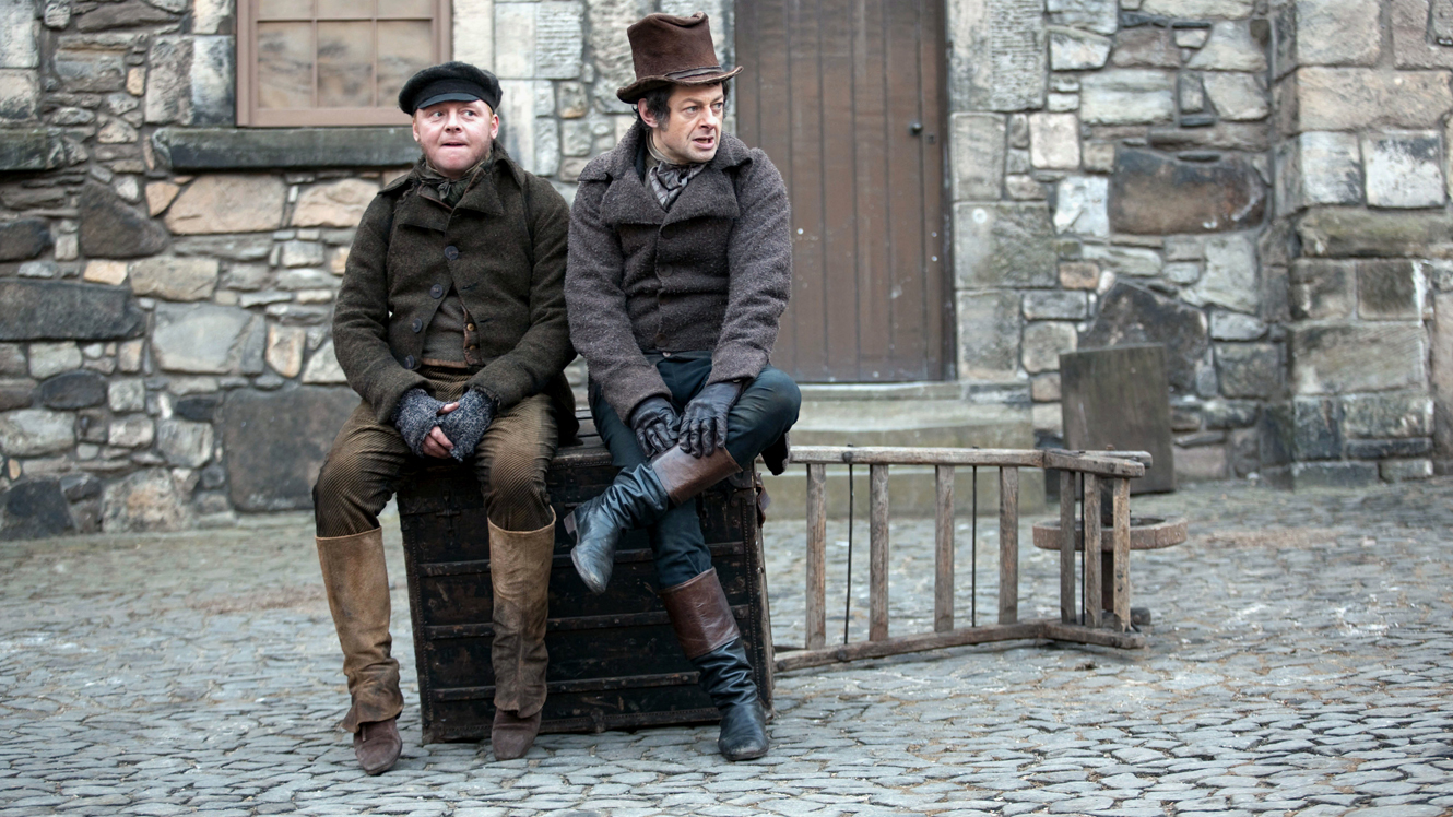 (l to r) William Burke (Simon Pegg) and William Hare (Andy Serkis) in Burke & Hare (2010)