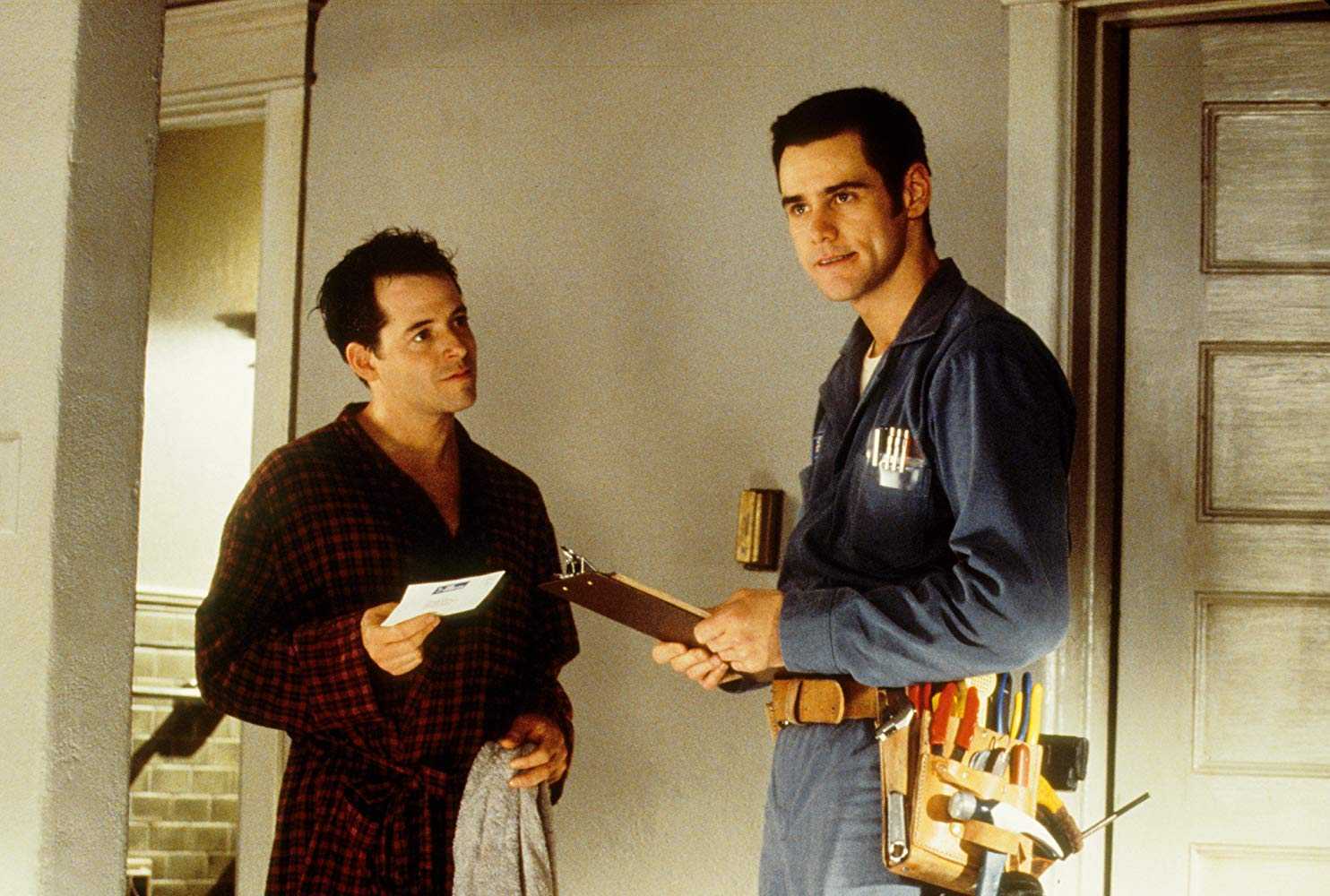 Matthew Broderick and Jim Carrey as Chip Douglas in The Cable Guy (1996)