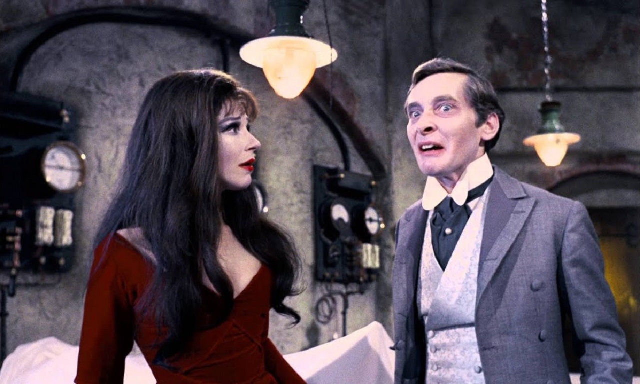 Dr Orlando Watt (Kenneth Williams) and Valeria Watt (Fenella Fielding) in Carry On Screaming (1966)