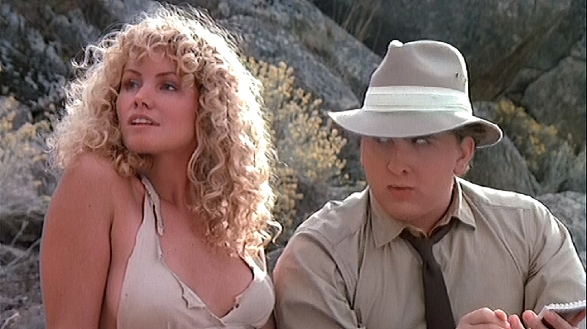 Daniel Roebuck with cavegirl Eva (Cindy Ann Thompson) in Cavegirl (1985)