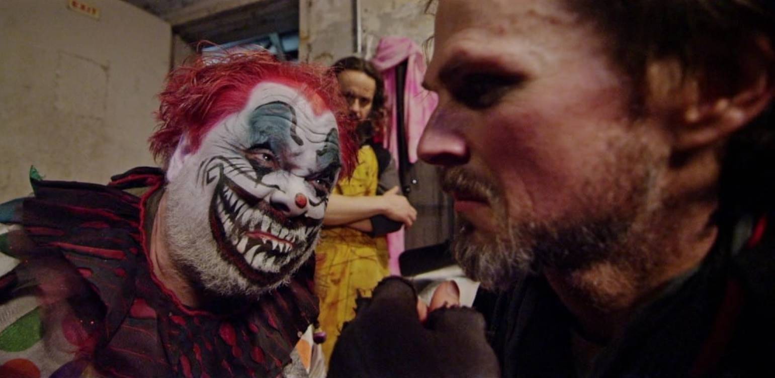 Jerry the Clown (Cliff McClellan) (l) and Gene the Ringmaster (Tom Zembrod) (r) in Charlie Charlie (2016)