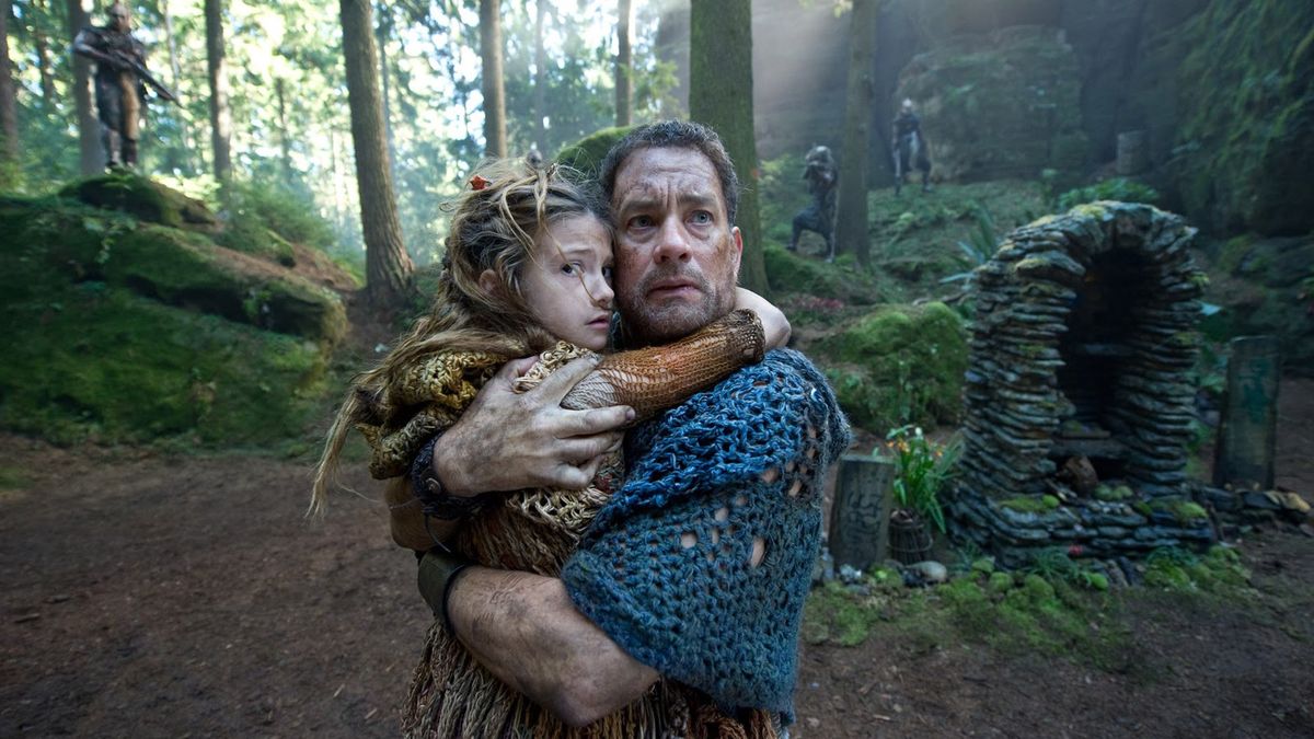 Zachry Bailey (Tom Hanks) and young Raevan Lee Hanan in Cloud Atlas (2012)