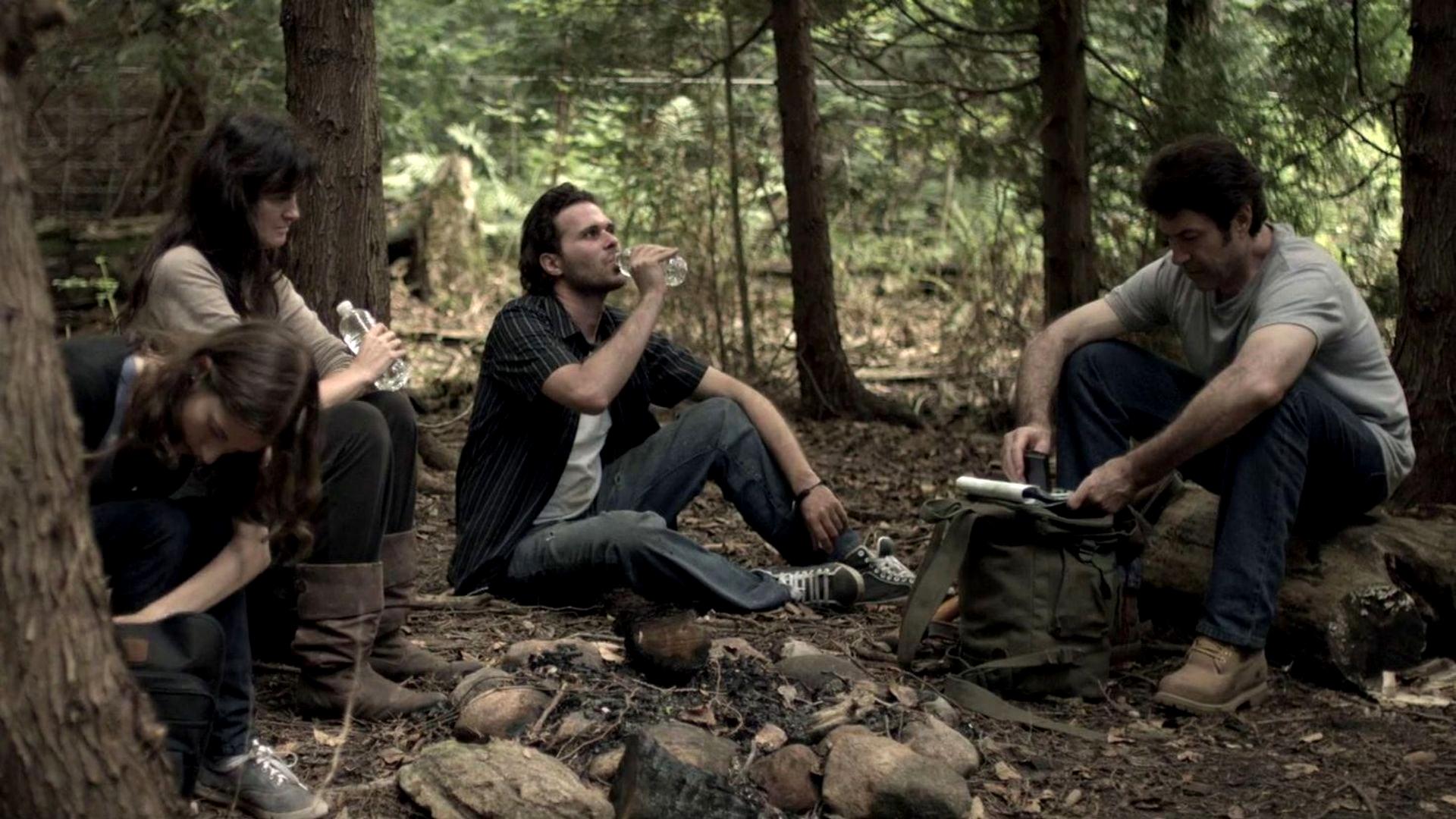 Family on a journey through the woods - (l to r) daughter Anna Ross, mother Lisa Moule, son Steve Vieira and father John Fantasia in The Collapsed (2011)