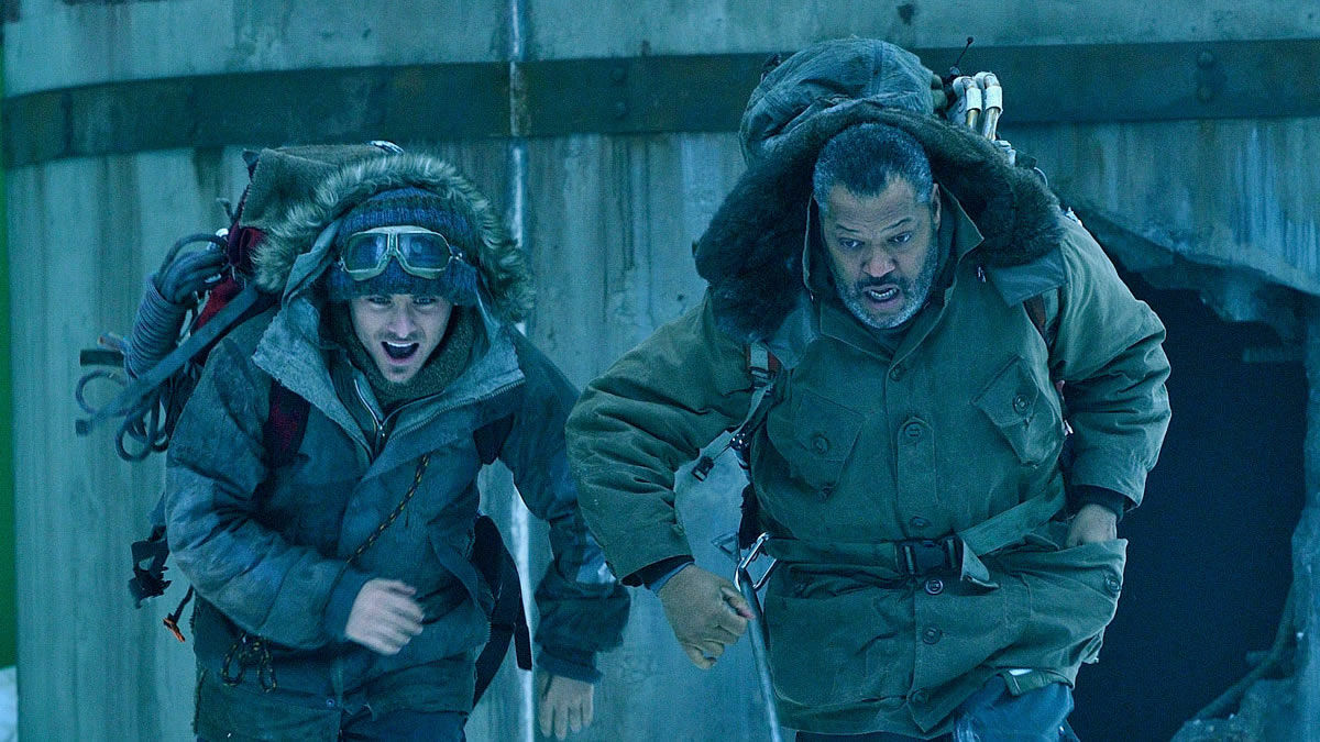 Kevin Zegers and Laurence Fishburne in a frozen future in The Colony (2013)