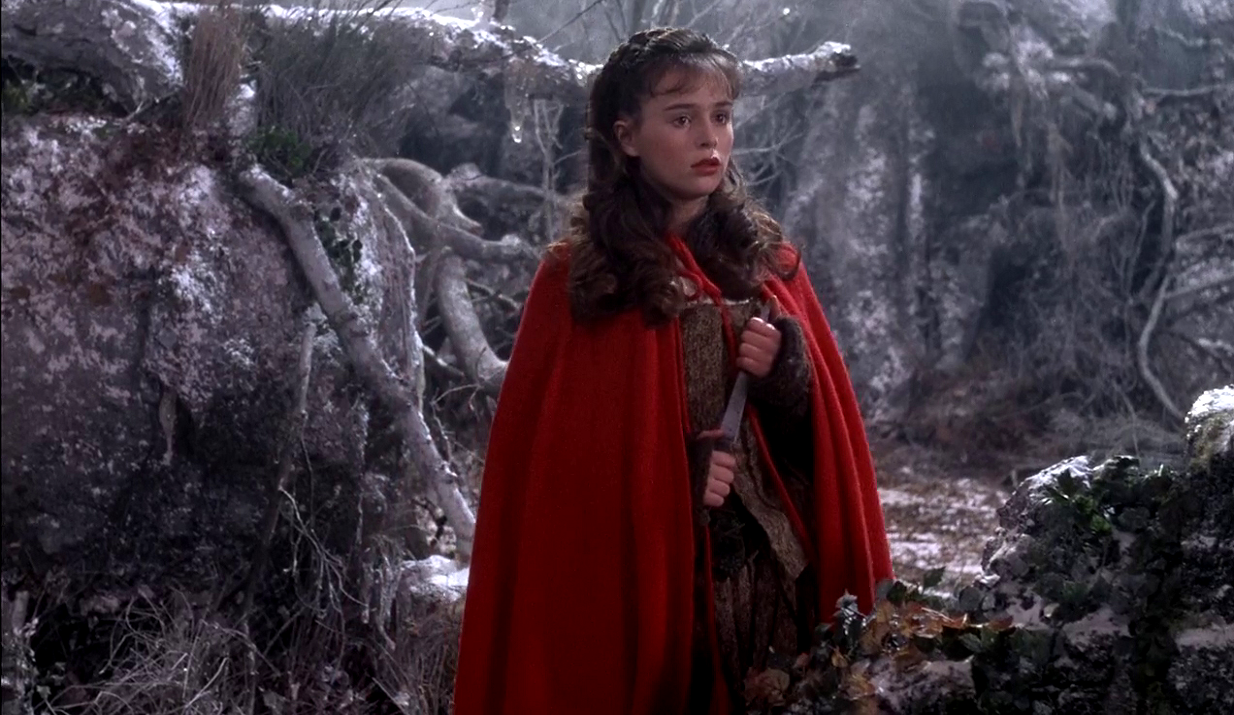 Sarah Patterson as Rosaleen, the equivalent of Little Red Riding Hood in The Company of Wolves (1984)