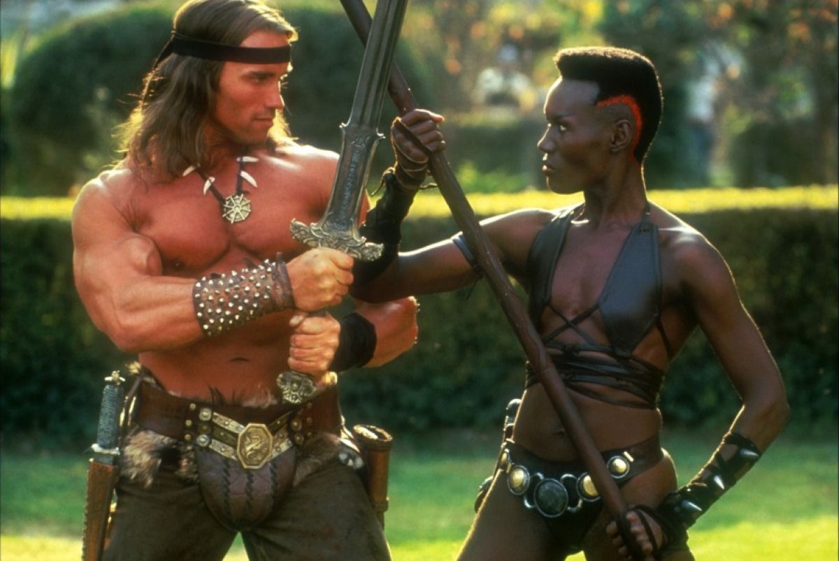 Conan (Arnold Schwarzenegger) and Zula (Grace Jones) in Conan the Destroyer (1984)