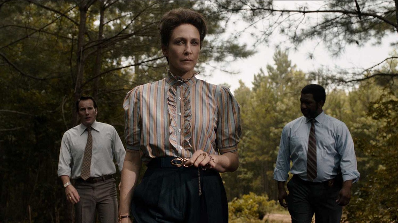 Ed Warren (Patrick Wilson), Lorraine Warren (Vera Farmiga) and Keith Arthur Bolden in The Conjuring: The Devil Made Me Do It (2021)