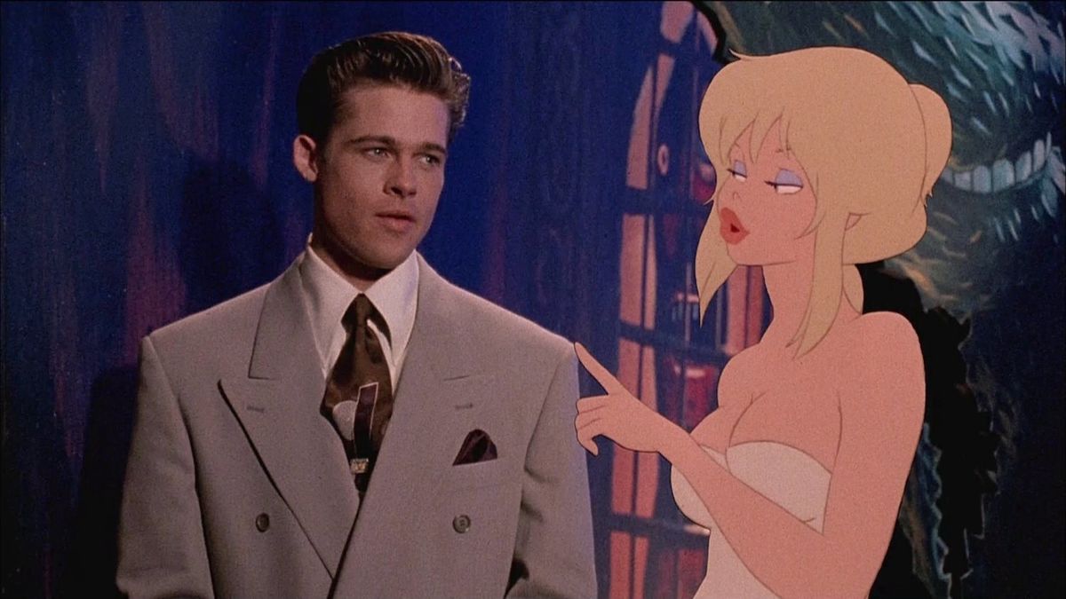 Detective Frank Harris (Brad Pitt) and Holli Would (voiced by Kim Basinger) in Cool World (1992)