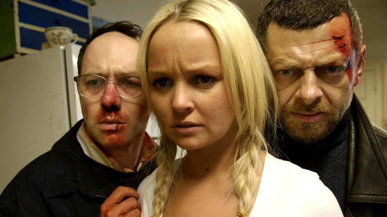 Kidnappers Reece Shearsmith and Andy Serkis and their abductee Jennifer Ellison in The Cottage (2008)