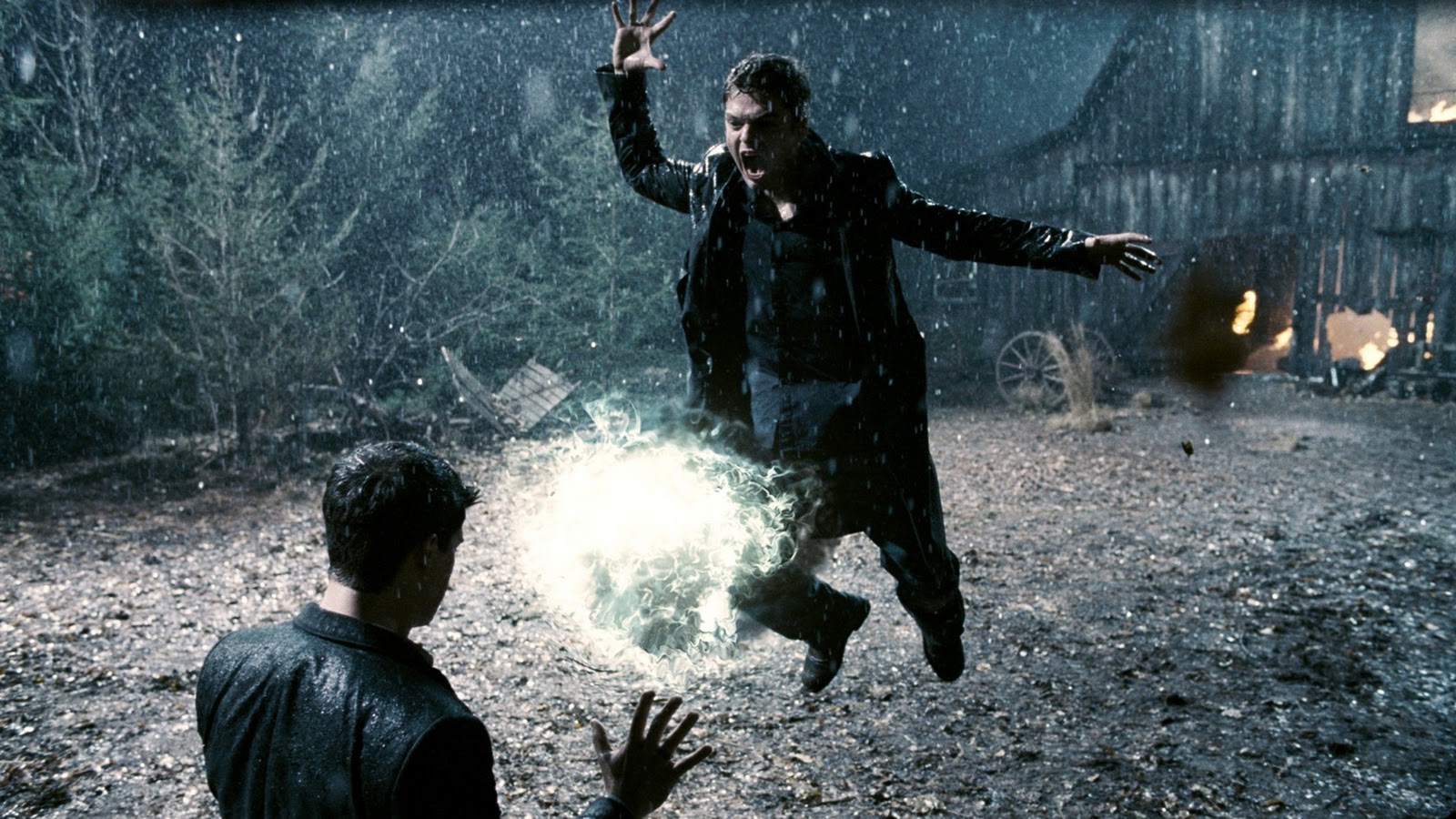 Magical combat between (l to r) Steve Strait and Sebastian Stan in The Covenant (2006)