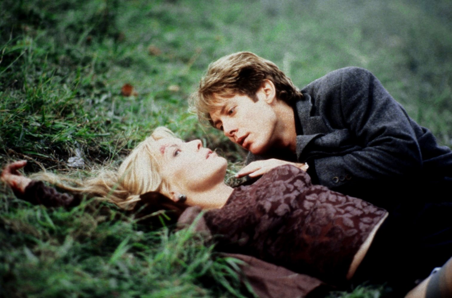 James Spader and Deborah Kara Unger have sex on the side of the road after a car crash in Crash (1996)