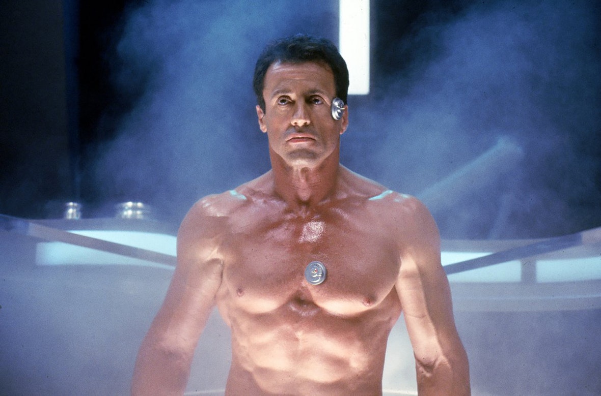 Sylvester Stallone unfrozen in the future in Demolition Man (1993)