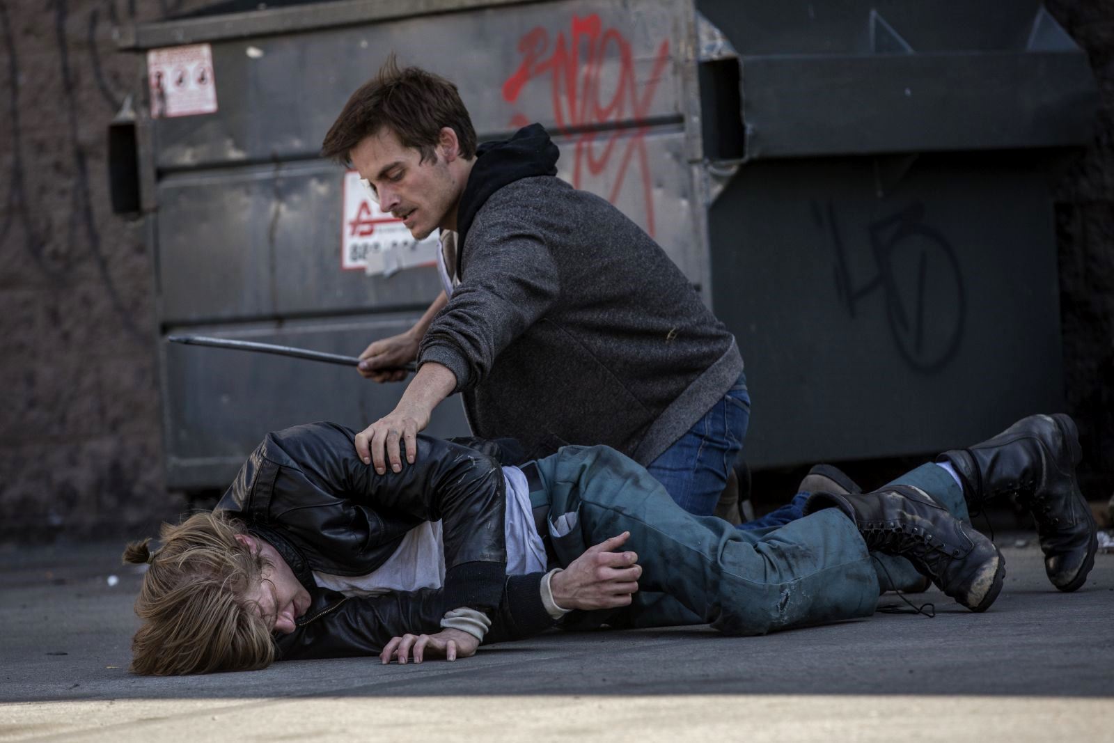 Jock Kevin Zegers threatens Lucas Till in The Curse of Downers Grove (2015)