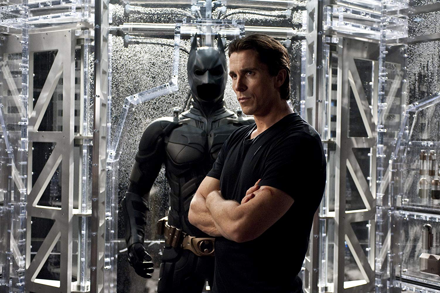 Christian Bale and Batman costume in The Dark Knight (2008)