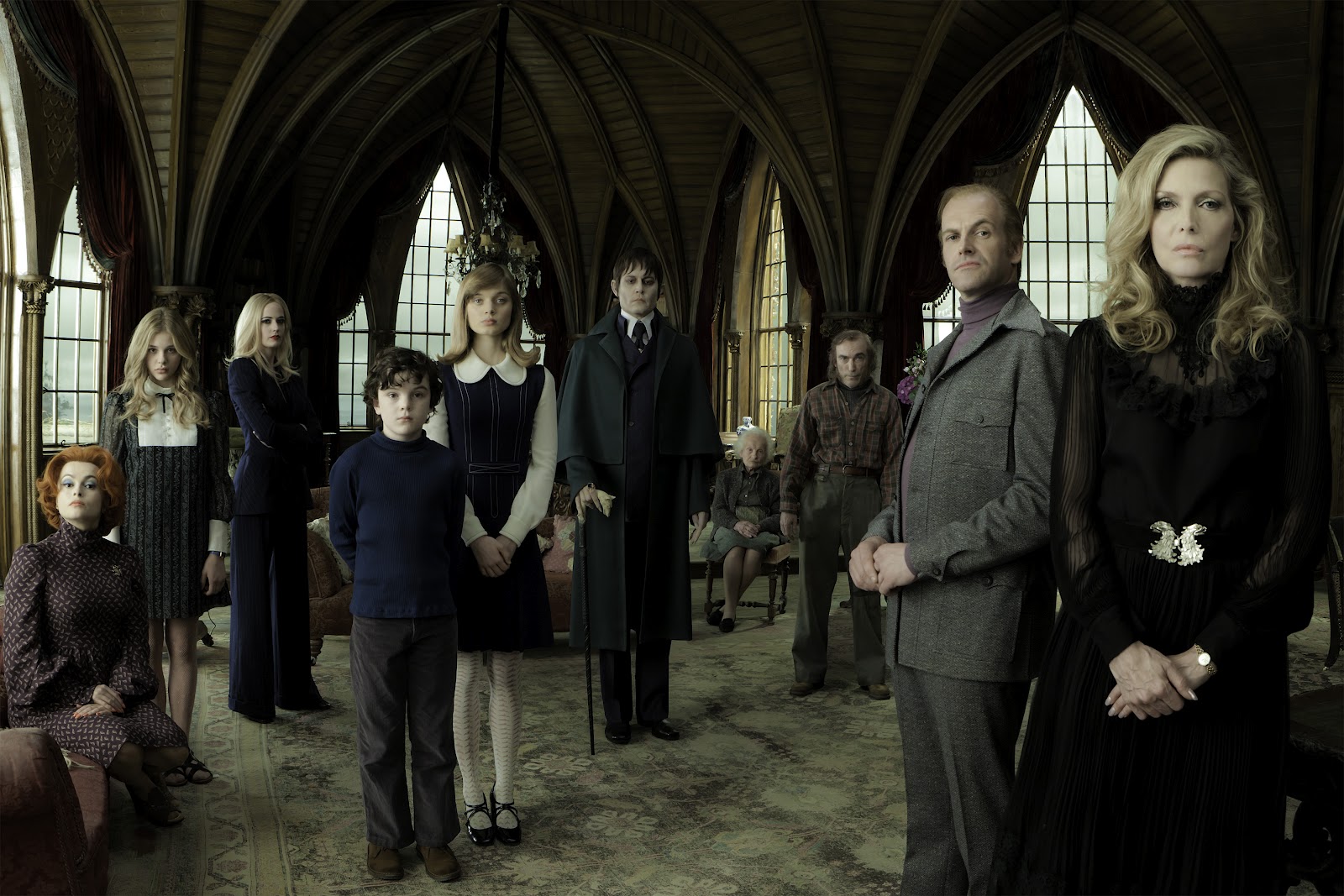 Helena Bonham Carter, Chloe Grace Moretz, Eva Green, Gulliver McGrath, Bella Heathcote, Johnny Depp, Ray Shirley, Jackie Earle Haley, Jonny Lee Miller, Michelle Pfeiffer in Dark Shadows (2012)