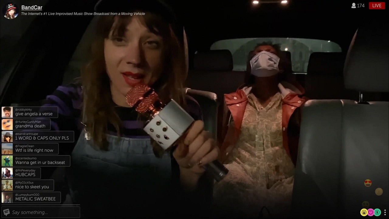 Annie Hardy with Angela (Angela Enahoro) in the backseat in Dashcam (2021)