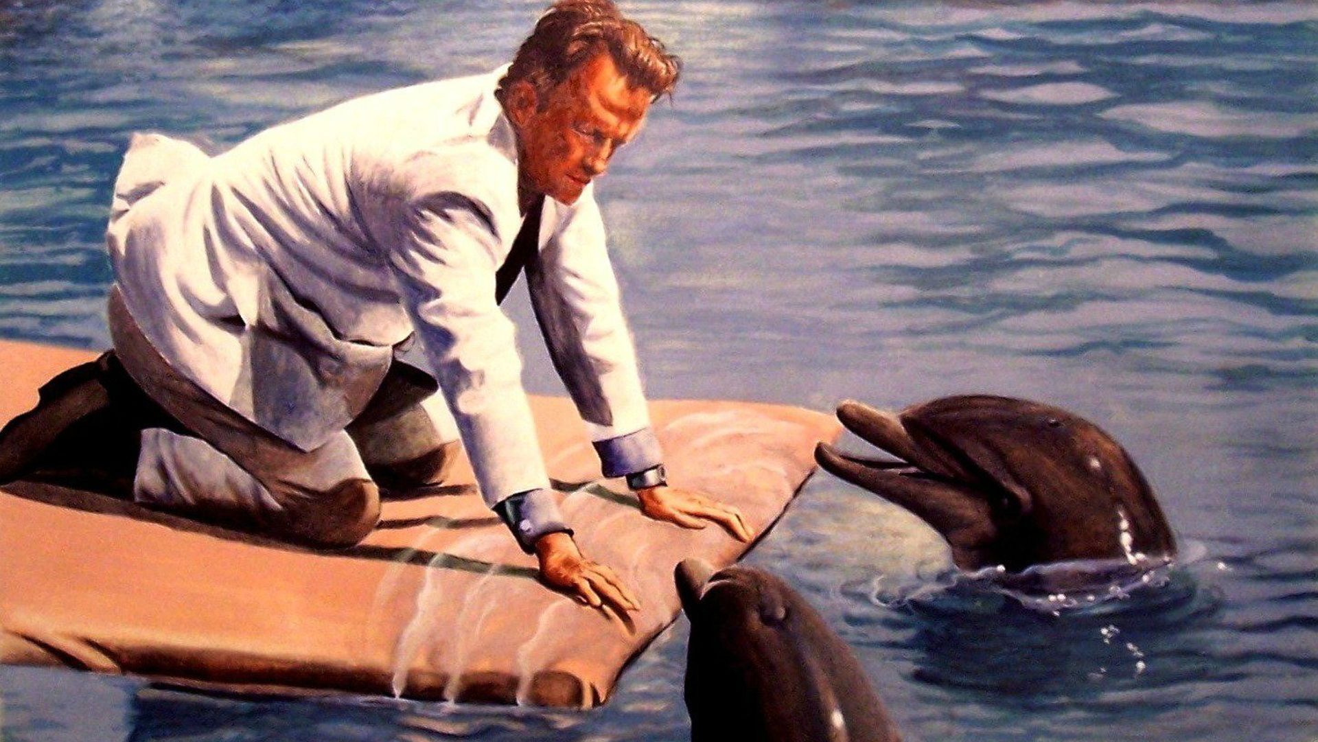 George C. Scott with talking dolphins in The Day of the Dolphin (1973)