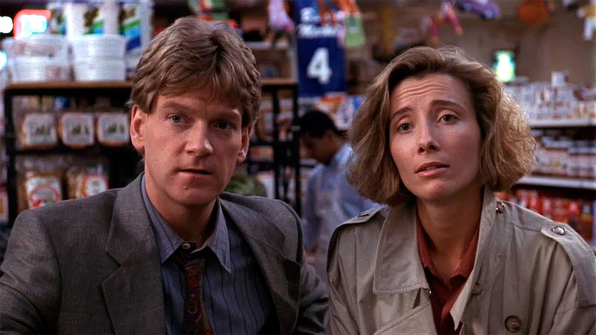 Kenneth Branagh (also the film's director) as private eye Mike Church and Branagh's then wife Emma Thompson as his amnesiac client in Dead Again (1991)