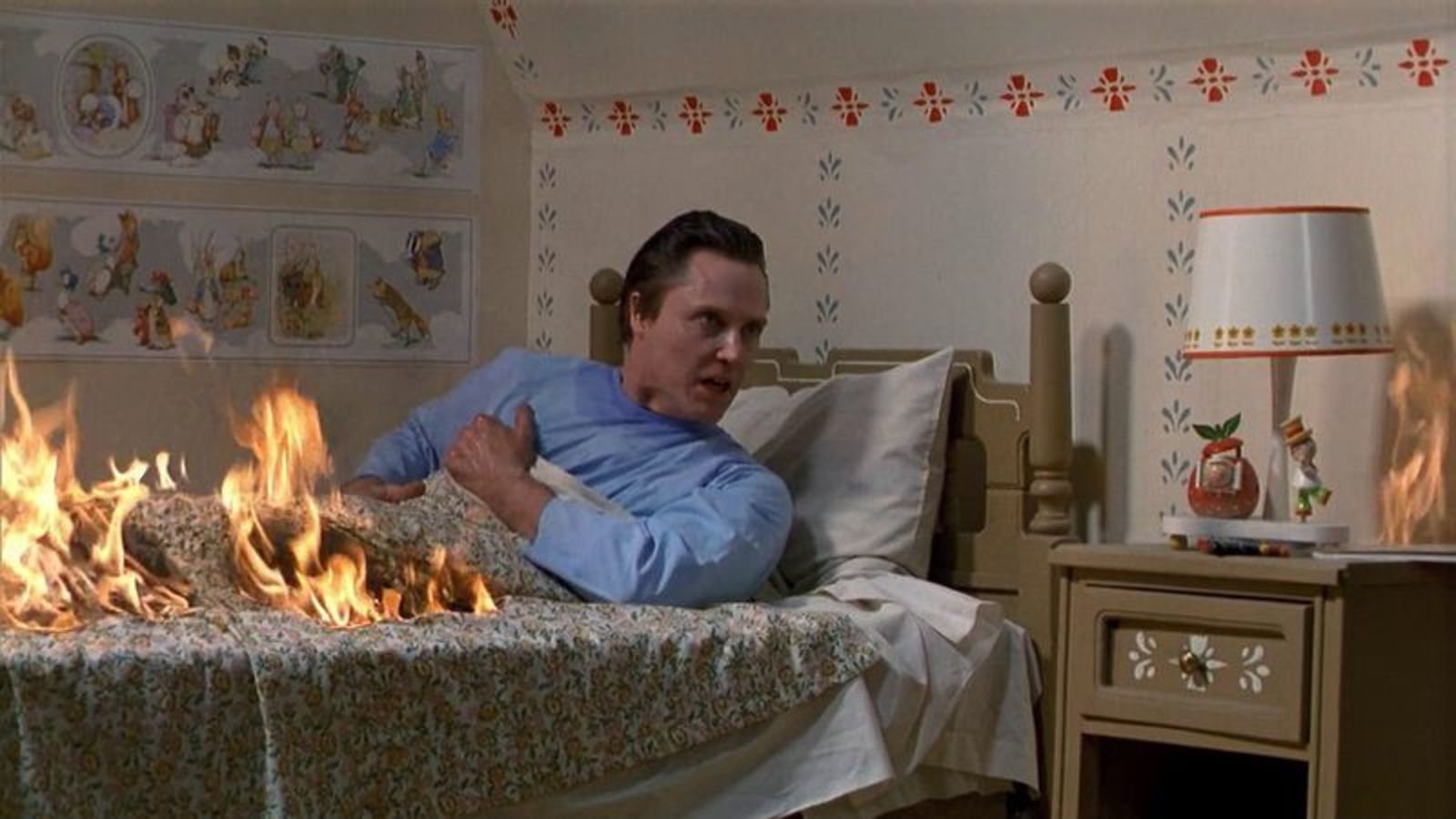 Christopher Walken wakes in the midst of a vision of a burning child's room in The Dead Zone (1983)
