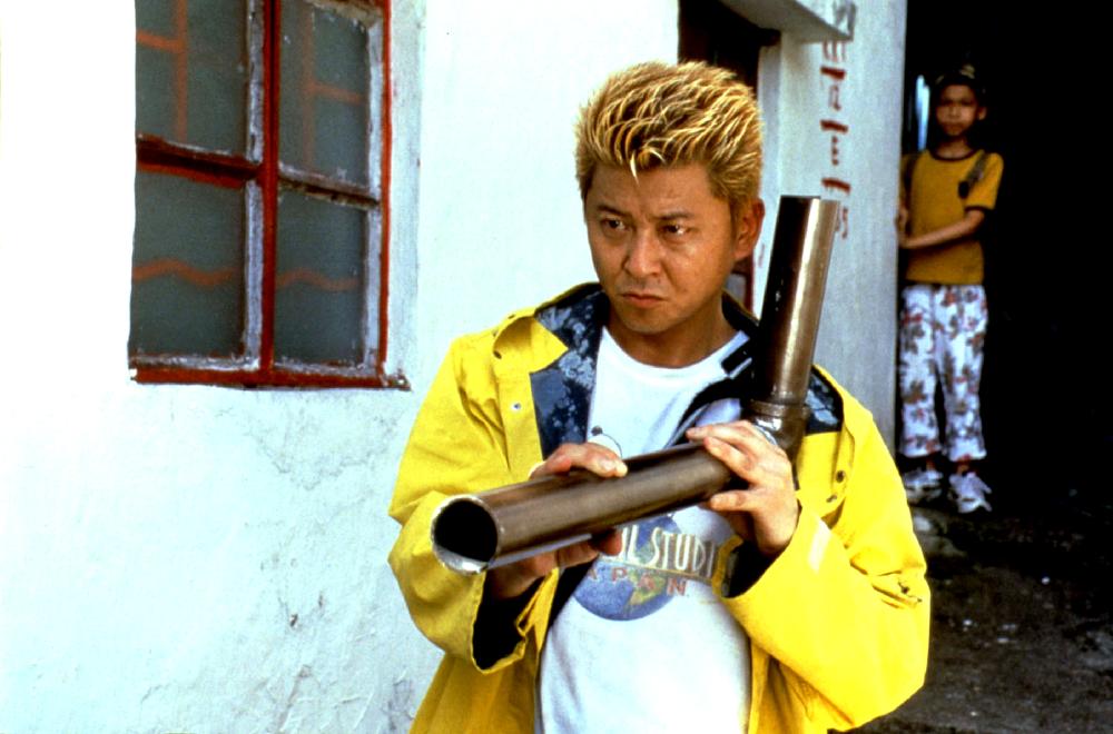 Sho Aikawa catches a bullet with a bent pipe in Dead or Alive: Final (2002)