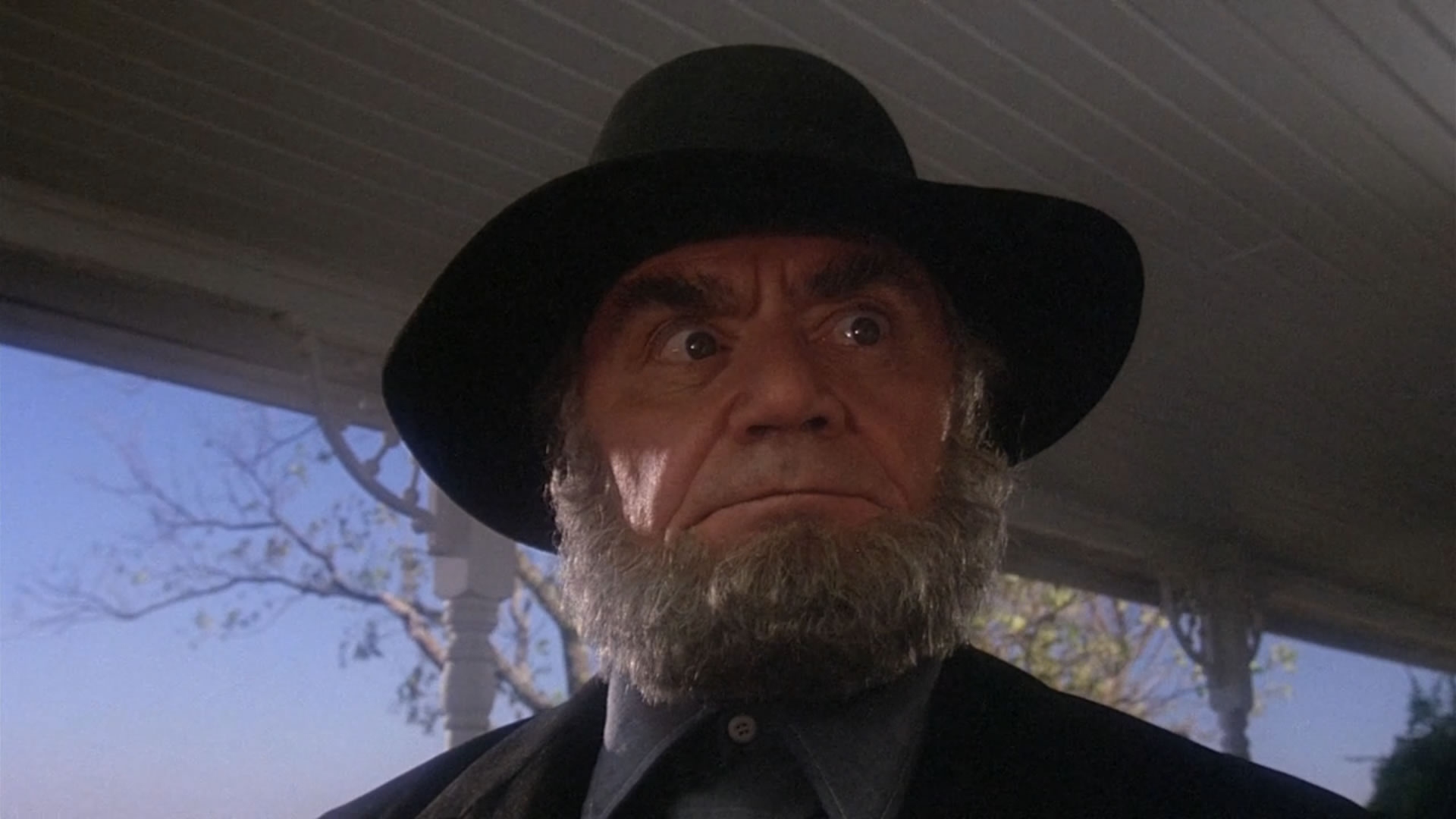 Ernest Borgnine as Isaiah, the leader of the Hittite sect in Deadly Blessing (1981)