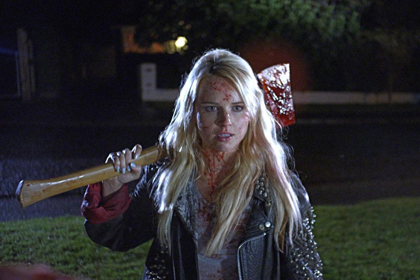 Kimberly Crossman wades in to fight demons in Deathgasm (2015)