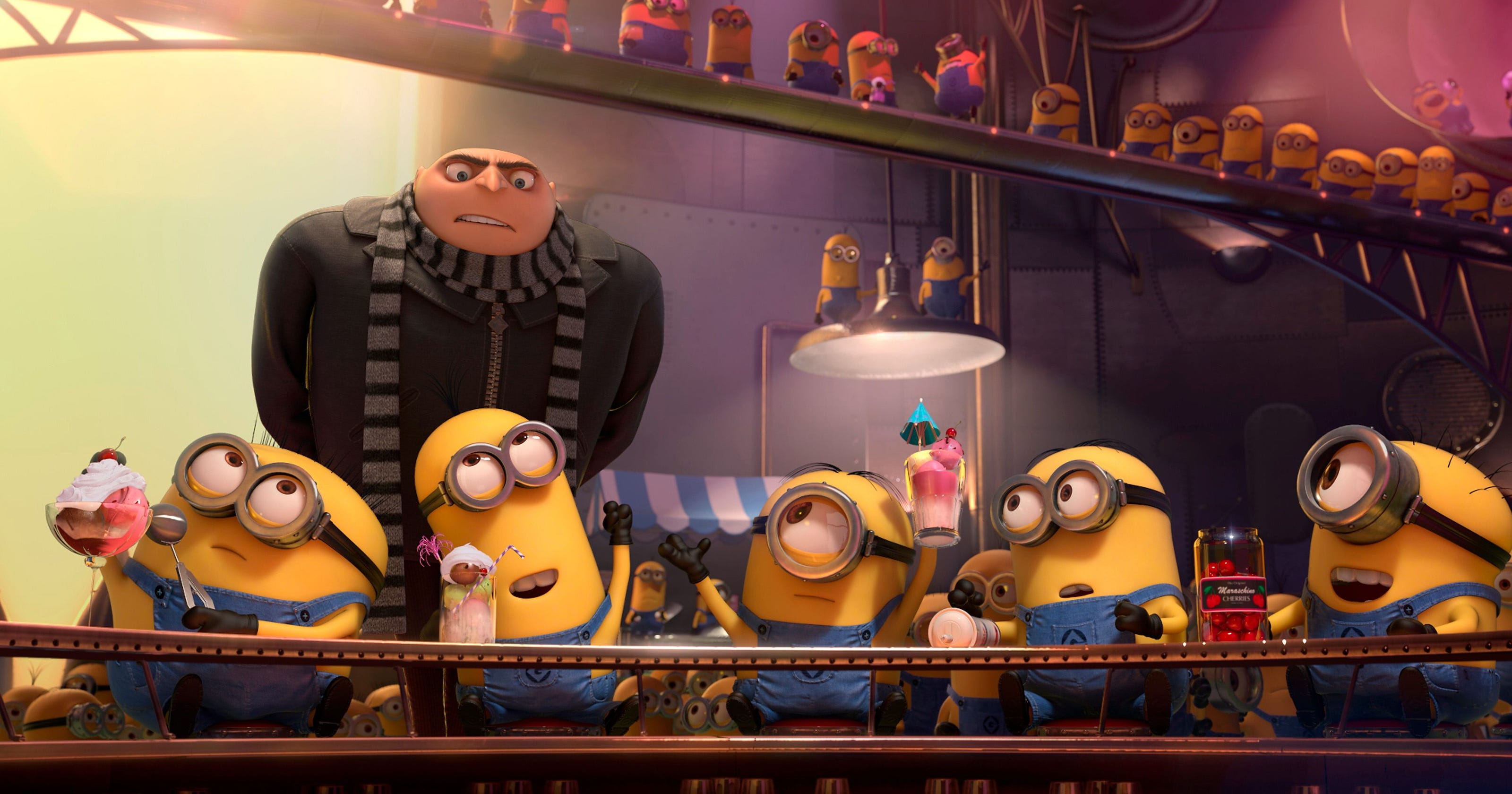 Gru (voiced by Steve Carell) and the Minions - back for more in Despicable Me 2 (2013)