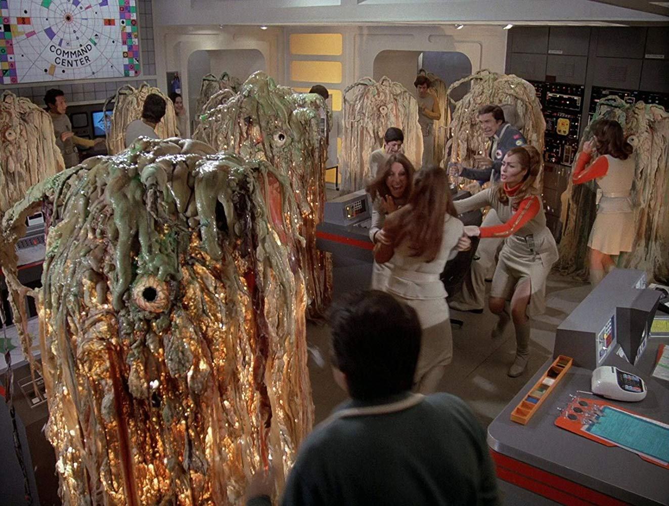 Command Center invaded by aliens in Destination Moonbase-Alpha (1979)