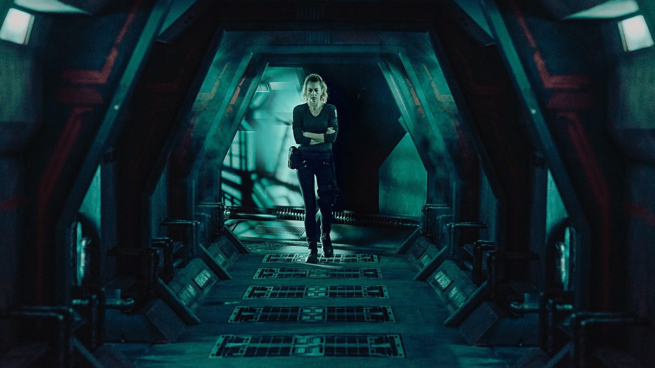 Claudia Black aboard the spaceship Achilles in Deus (2022)