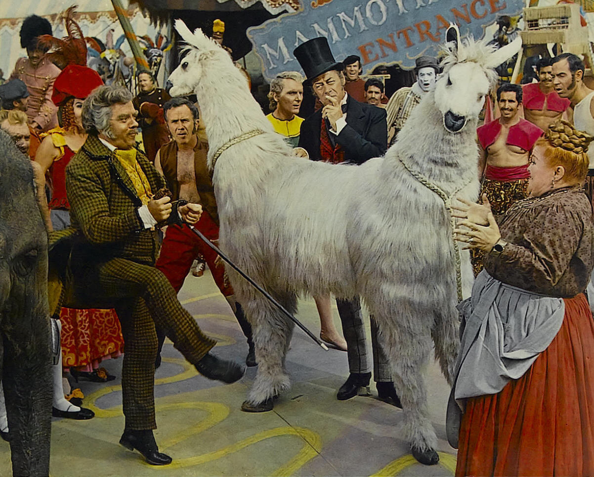 Dr Dolittle (Rex Harrison (c in top hat) contemplates The Pushmi-Pullyu in Doctor Dolittle (1967)