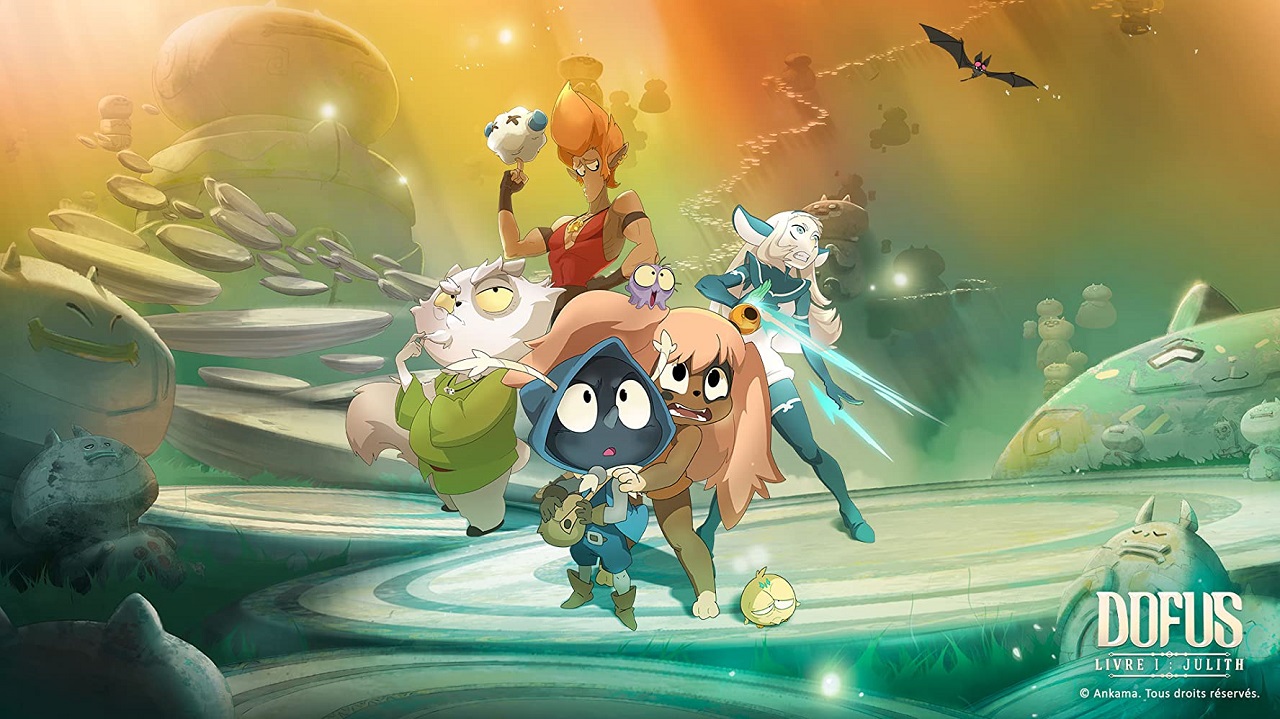 Kerubim Crepin, Khan Karkass, Bakara, Lilotte and Joris in Dofus – Book 1: Julith (2015)