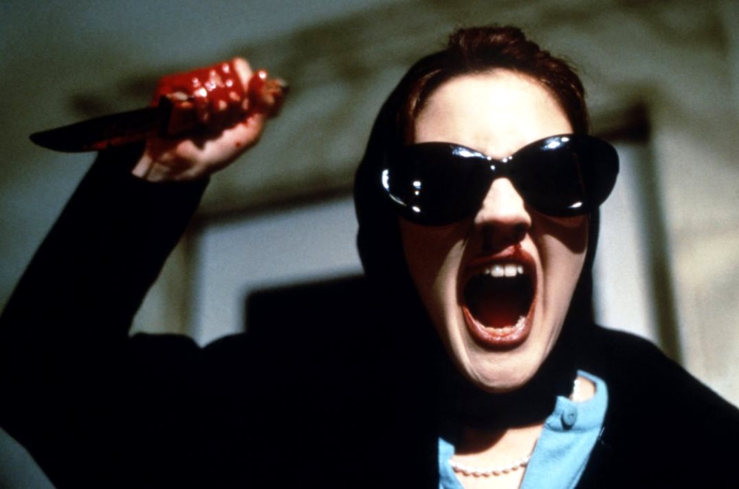 Drew Barrymore's doppelganger attacks in Doppelganger (1993)