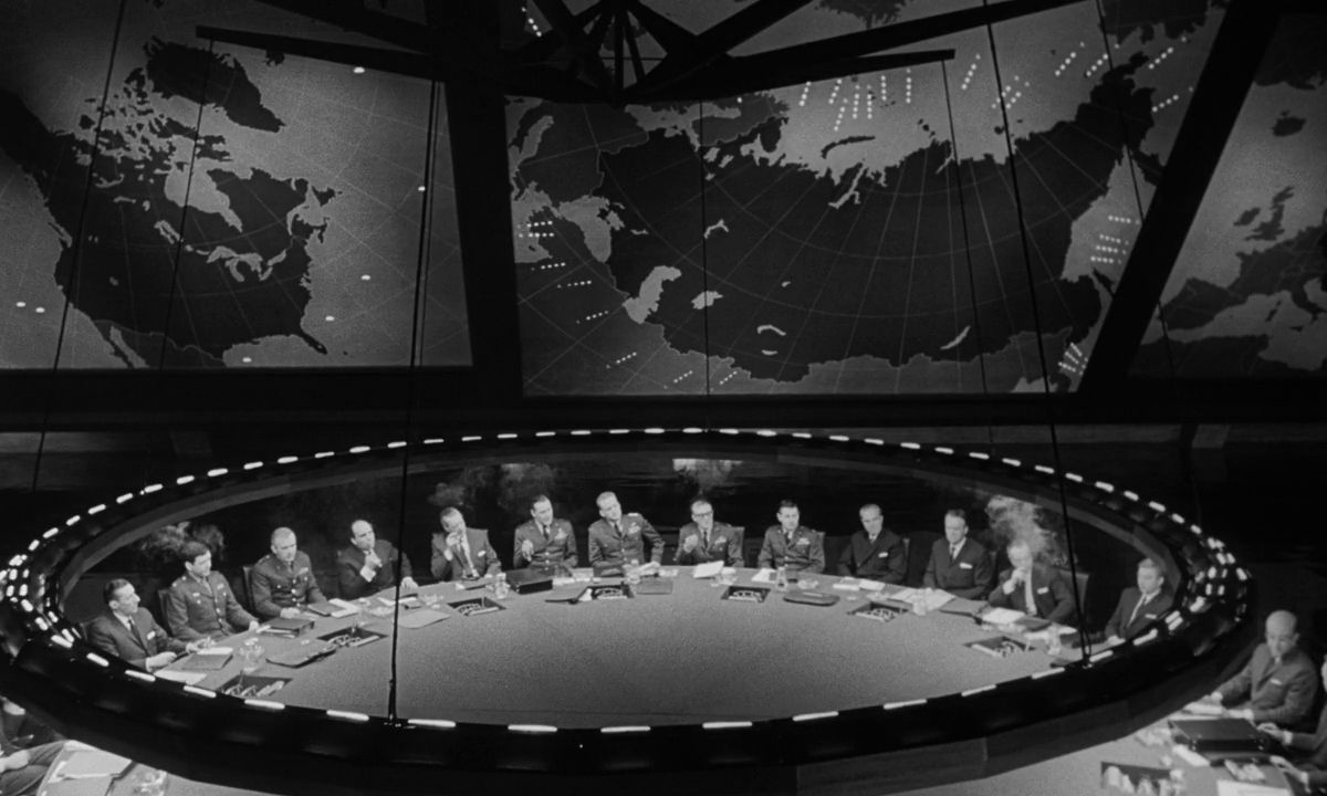 Ken Adam's amazing set for the War Room in Dr Strangelove or How I Learned to Stop Worrying and Love the Bomb (1964)