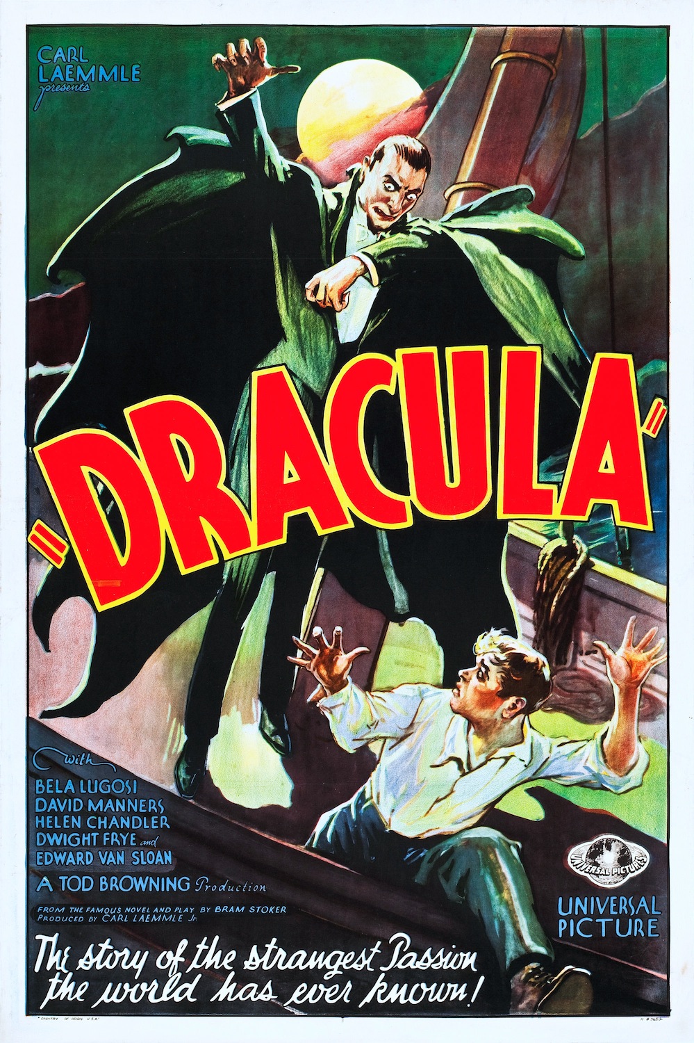 Dracula 1931 Digital Movie Poster Print Digital Download Horror Movie Bela Lugosi Edward Van Sloan David Manners Dwight Frye Helen Chandler