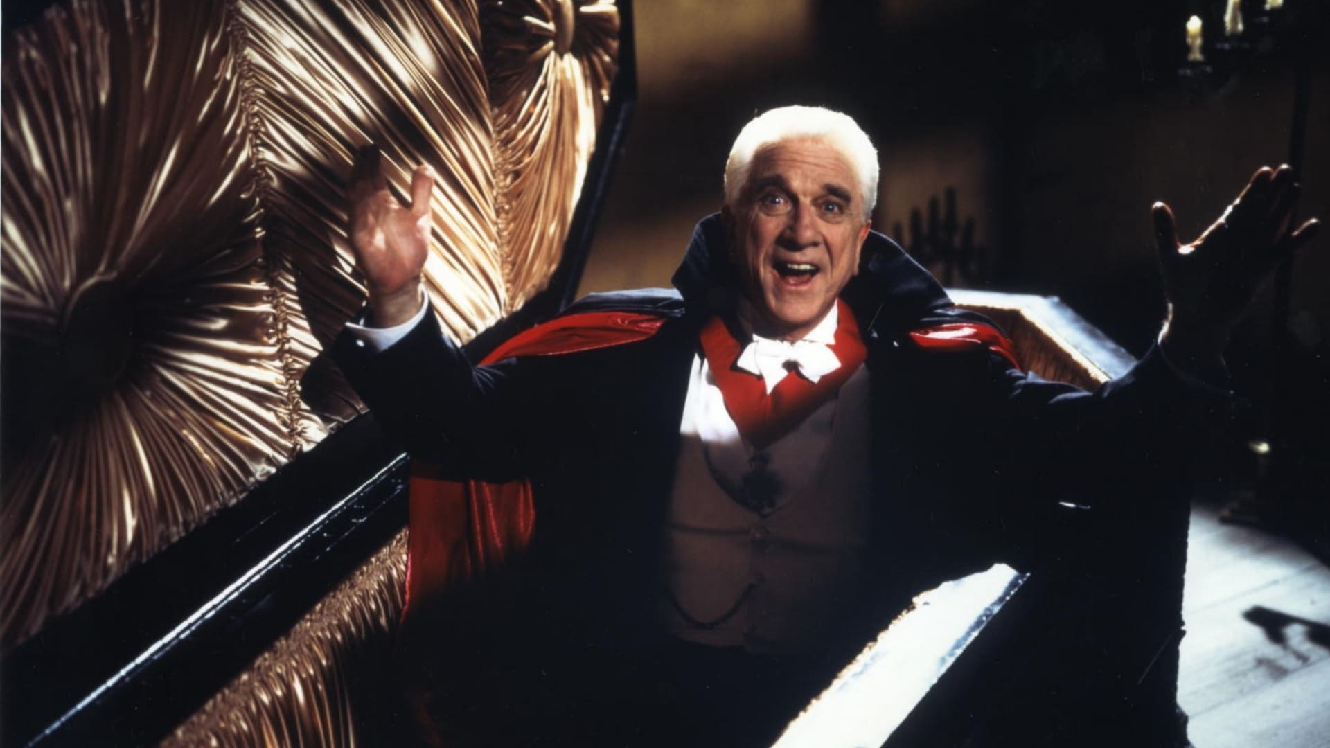 Leslie Nielsen as Count Dracula in Dracula: Dead and Loving It (1995)