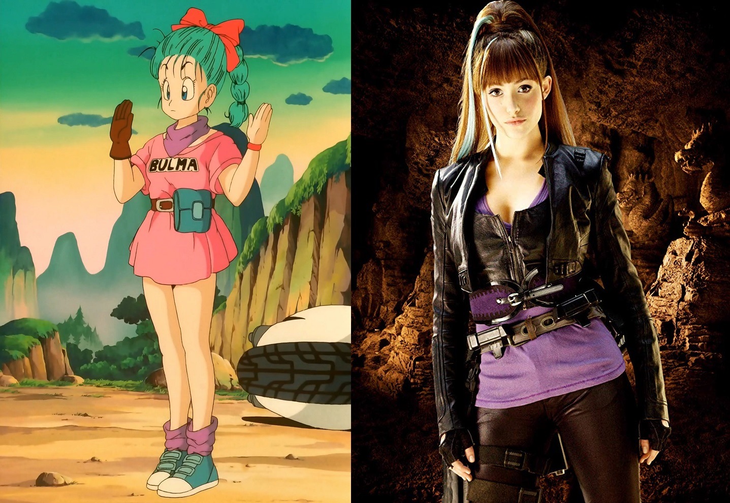 The anime version of Bulma vs Emmy Rossum as the live-action Bulma in Dragonball Evolution (2009)