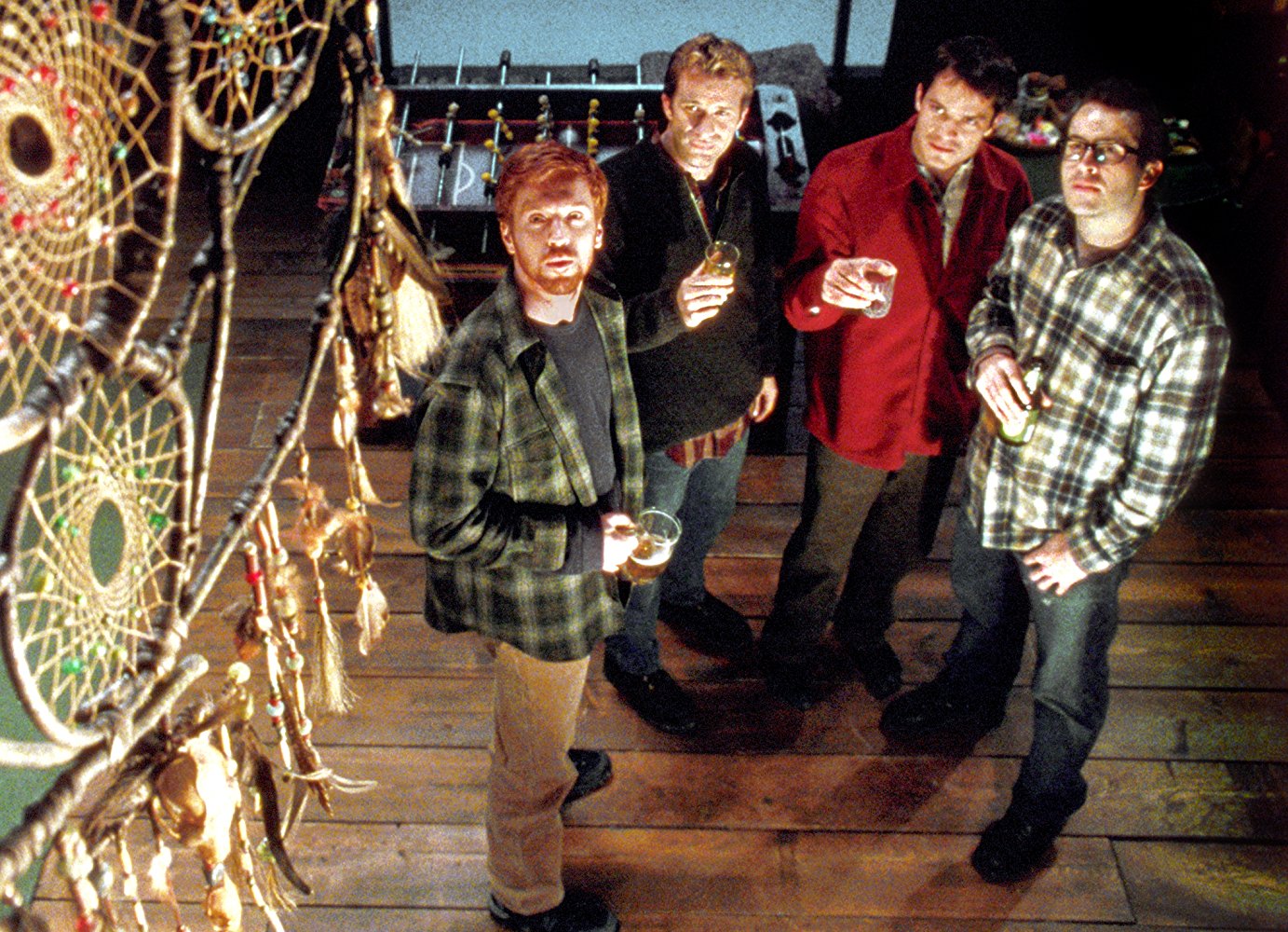 Four friends on a get-together at a cabin in the woods - Damian Lewis, Thomas Jane, Timothy Olyphant, Jason Lee in Dreamcatcher (2003)