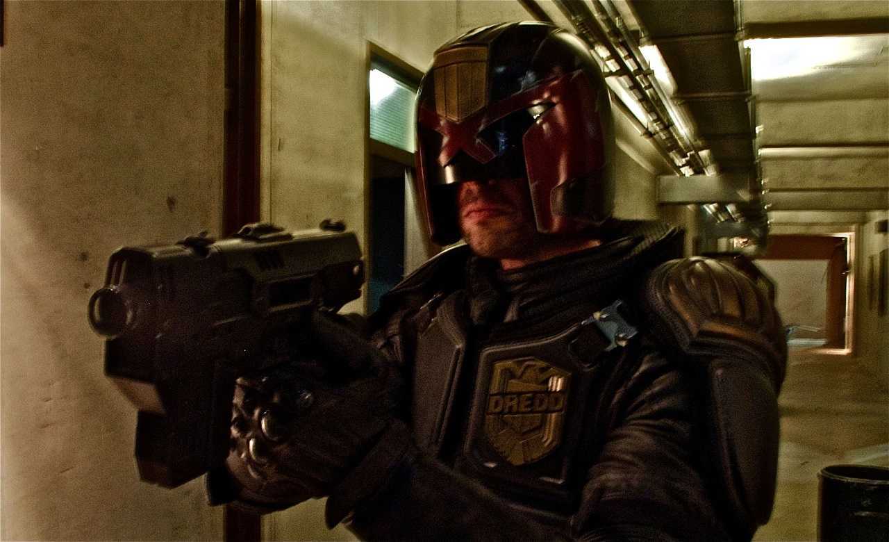 Karl Urban as Judge Dredd in Dredd (2012)